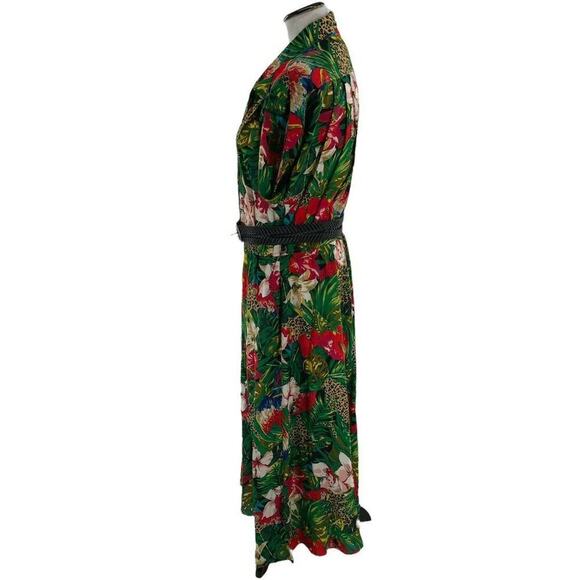 Vintage Carol Anderson Maxi Dress Women's Size 12 Belted Colorful Tropical Print - Picture 2 of 11